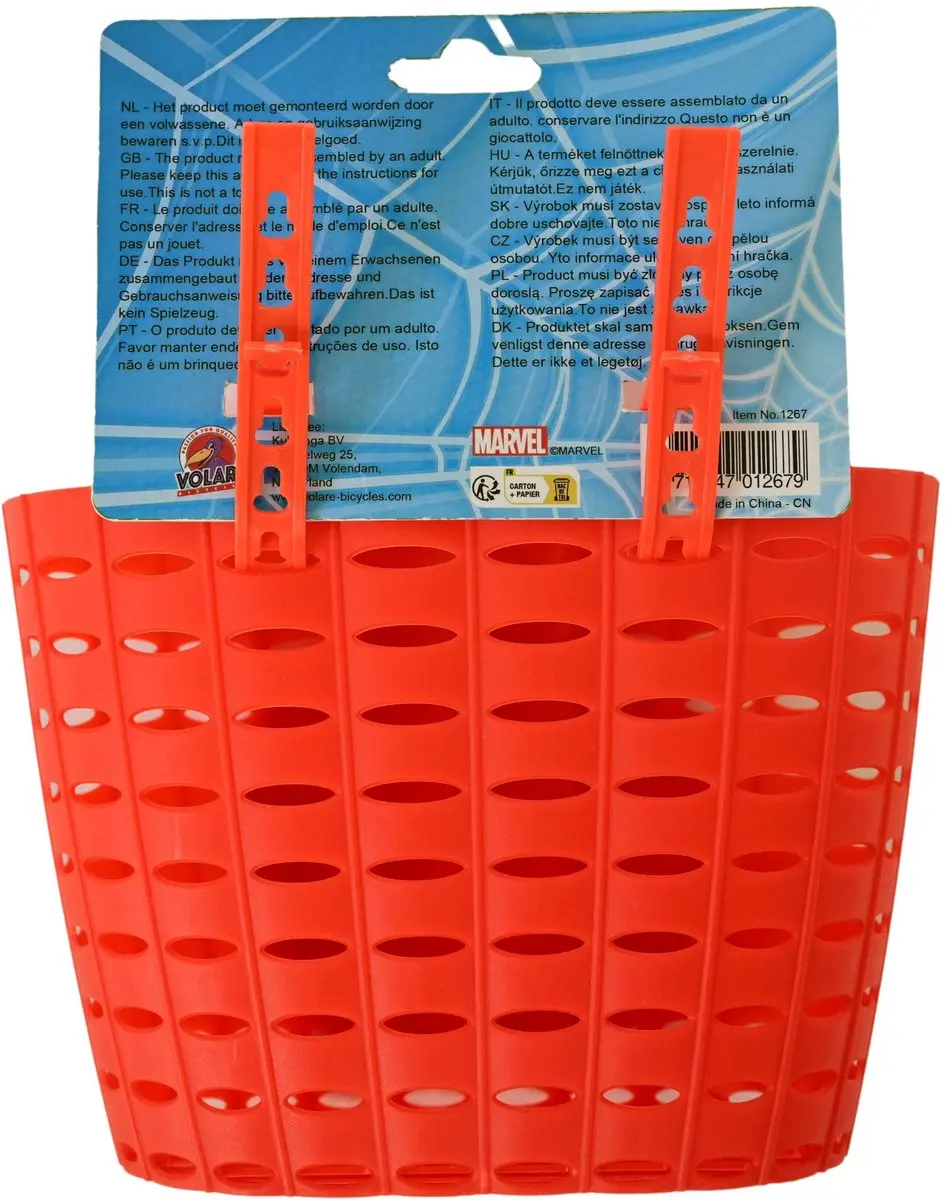 Volare Spider-Man Plastic Fietsmand - 5L - Rood