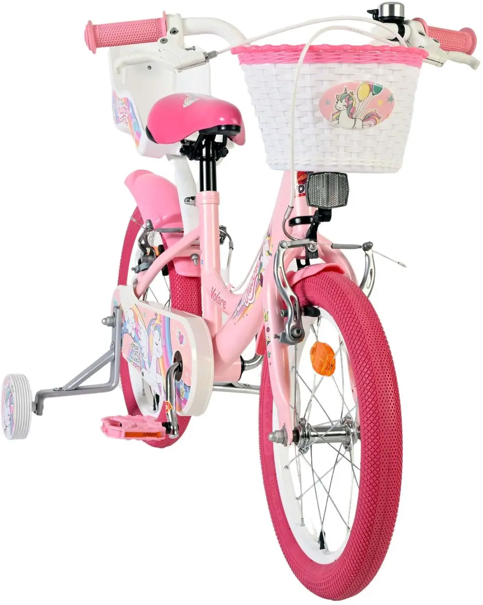 Volare Unicorn Kinderfiets 16 inch - Roze - Twee Handremmen