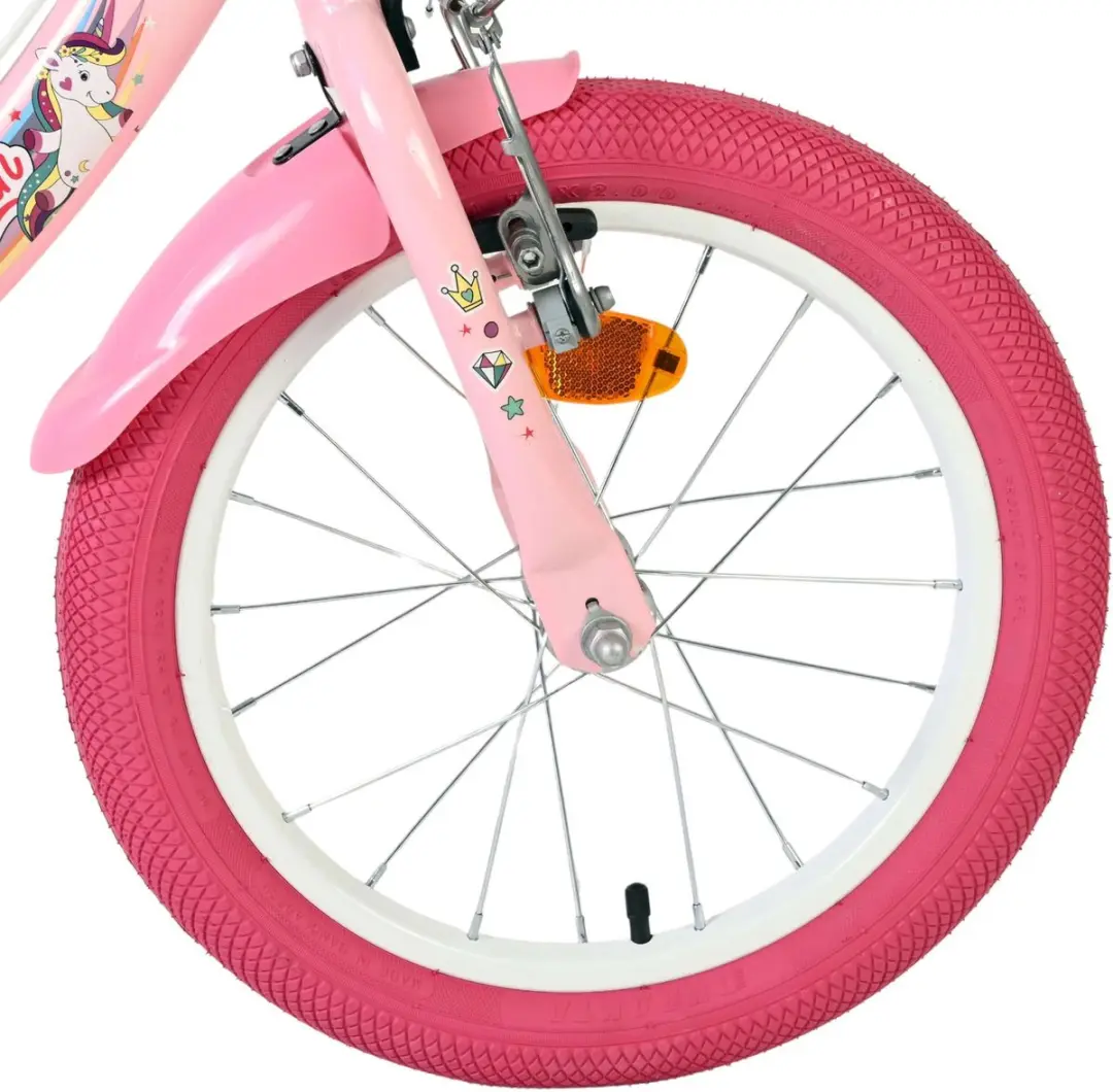 Volare Unicorn Kinderfiets 16 inch - Roze - Twee Handremmen - afbeelding 6 van 6