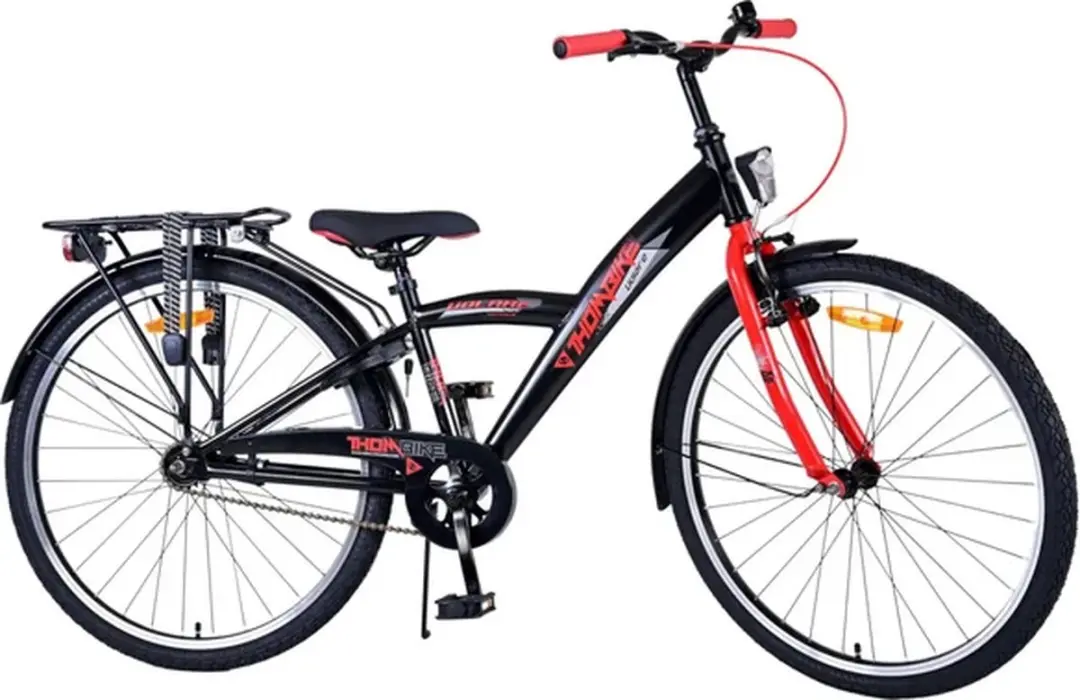 Volare Thombike Kinderfiets 26" - 1 Versnelling - Zwart/Rood
