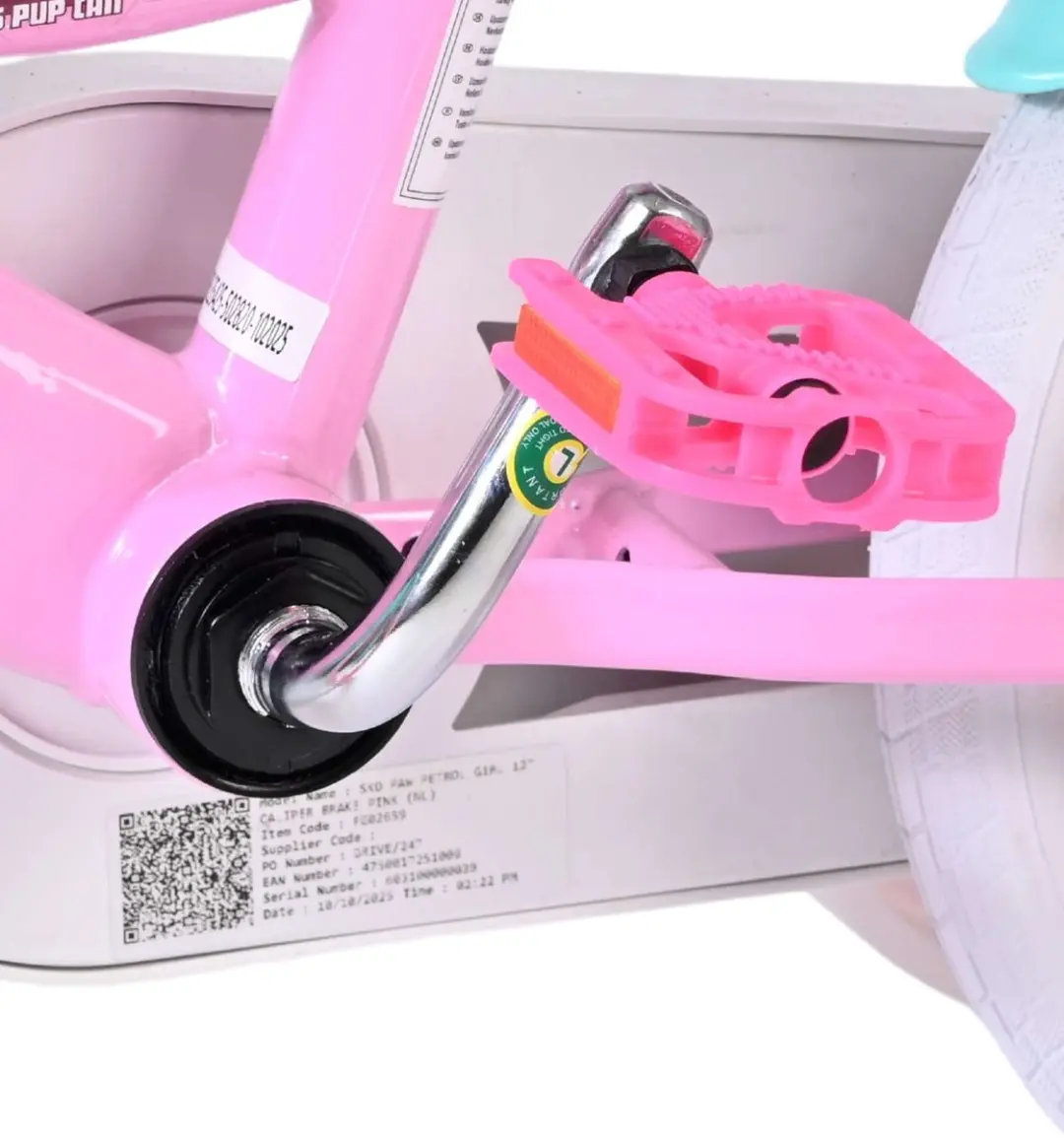 Volare Paw Patrol Kinderfiets 12 inch - Roze - 2 Handremmen