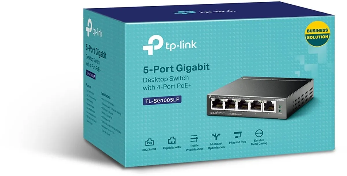 TP-Link TL-SG1005LP Netwerk Switch 5 PoE-poorten - 10 Gbps - 40W - Zwart