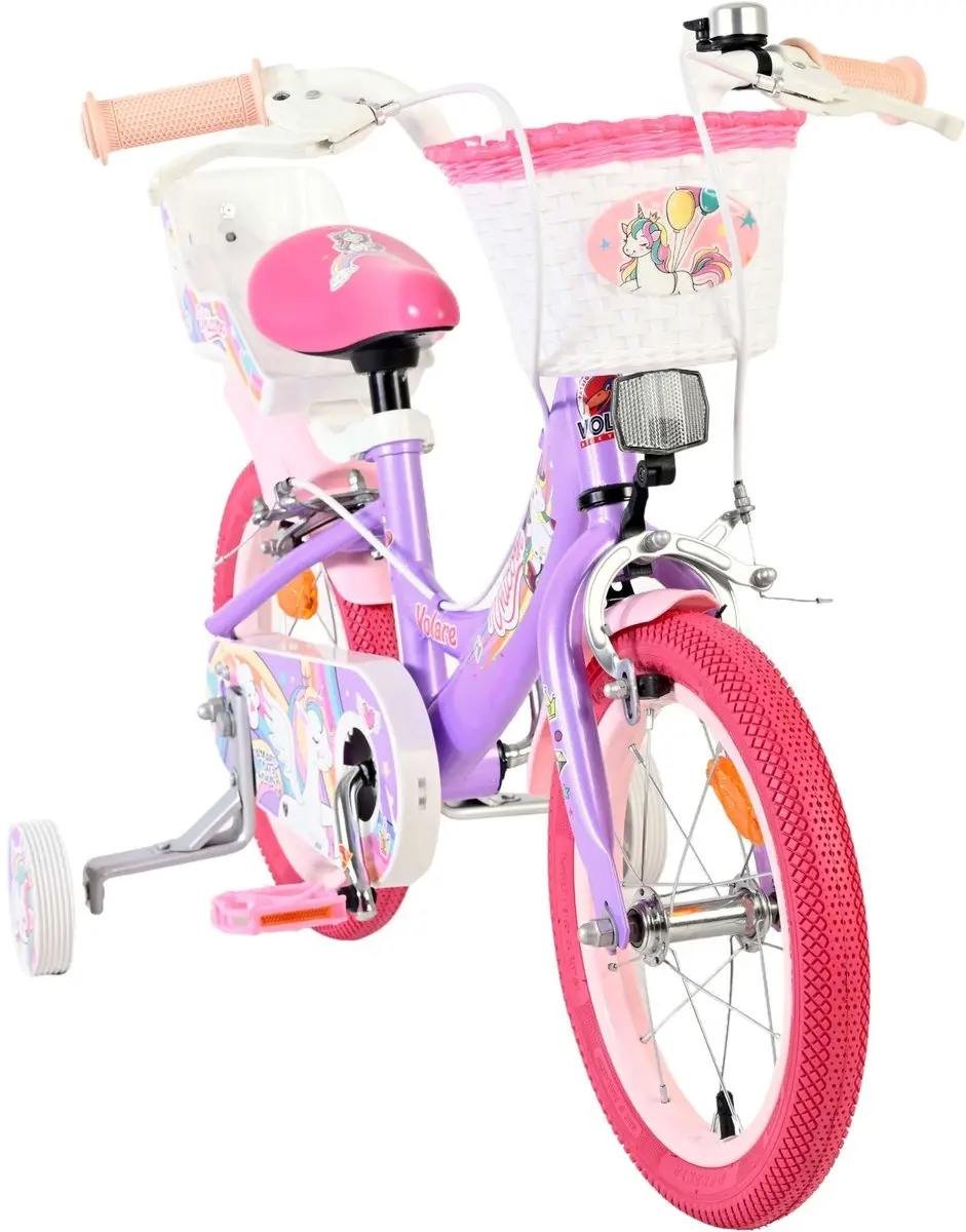 Volare Unicorn Kinderfiets 14" - Paars - Twee Handremmen