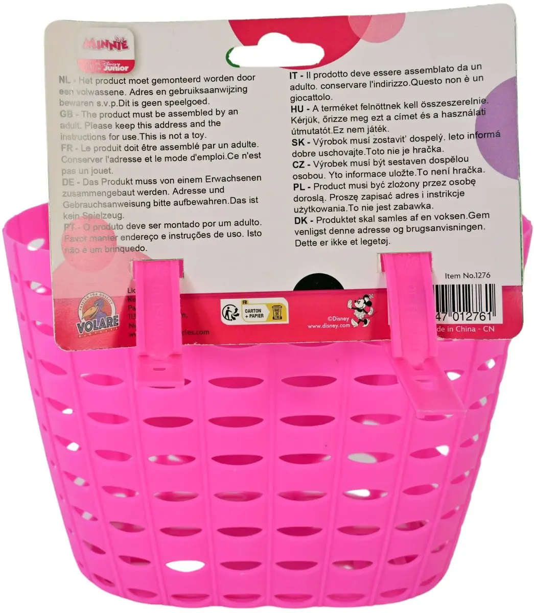 Volare Disney Minnie Plastic Fietsmandje - Roze