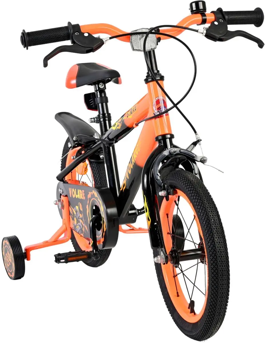 Volare Strike Kinderfiets 14" - Zwart/Oranje - 1 Versnelling