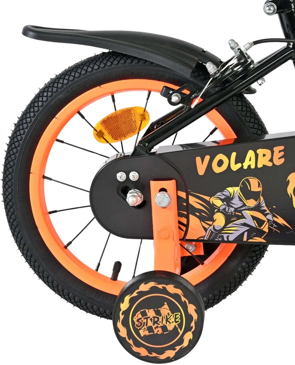 Volare Strike Kinderfiets 14" - Zwart/Oranje - 1 Versnelling