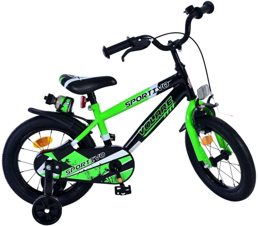 Volare Sportivo Kinderfiets 14" - 1 Versnelling - Groen/Zwart