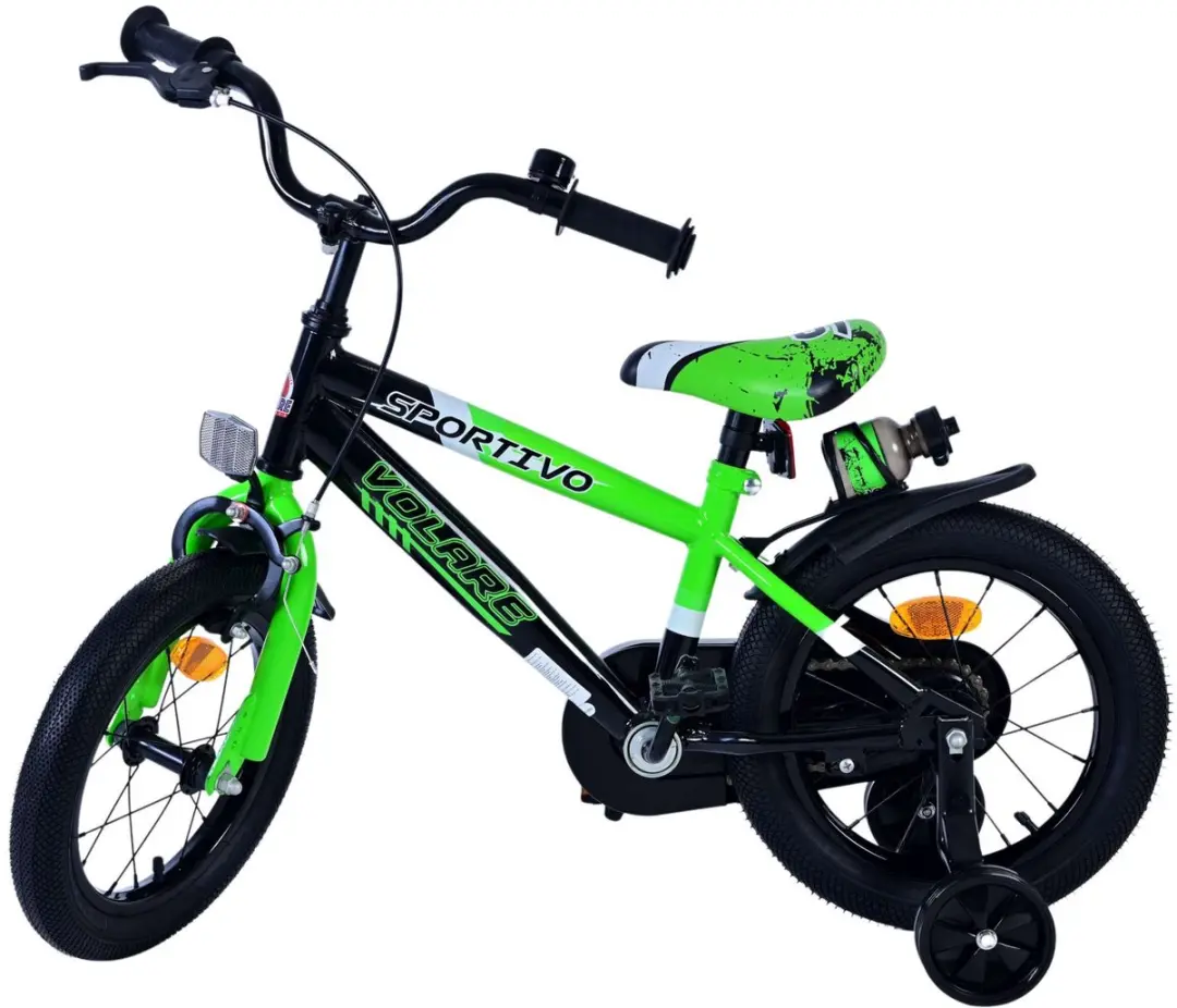 Volare Sportivo Kinderfiets 14" - 1 Versnelling - Groen/Zwart