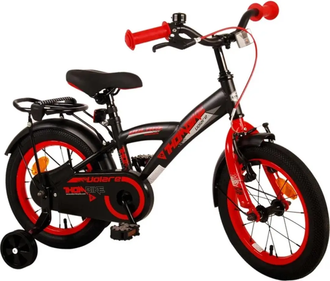 Volare Thombike Kinderfiets 14 inch - 1 Versnelling - Zwart/Rood - afbeelding 6 van 6