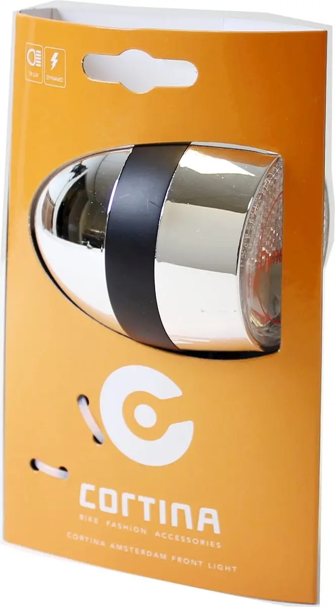 Cortina Amsterdam Dynamo Koplamp - 18 Lux - Chroom/Zwart