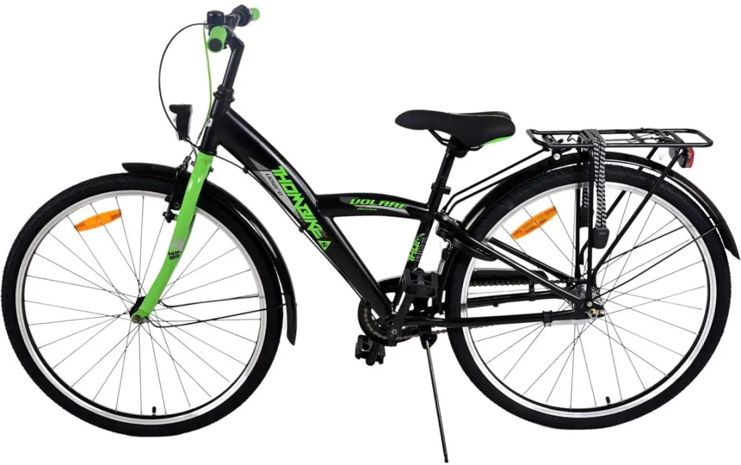 Volare Thombike Kinderfiets 26" - 3 Versnellingen - Zwart Groen - afbeelding 6 van 6