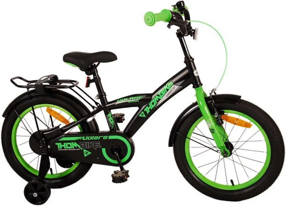 Volare Thombike Kinderfiets 16" - 1 Versnelling - Zwart Groen