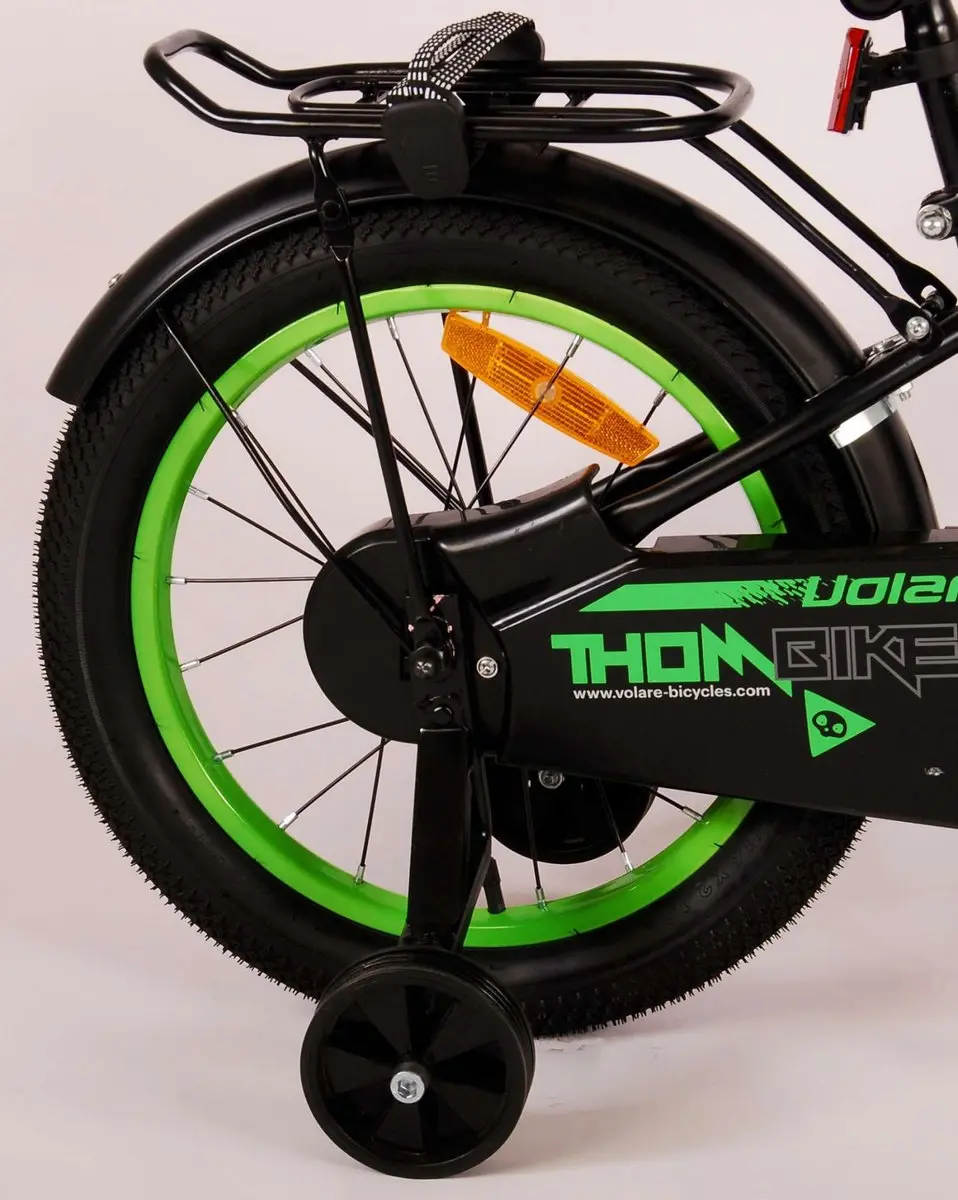 Volare Thombike Kinderfiets 16" - 1 Versnelling - Zwart Groen - afbeelding 6 van 6