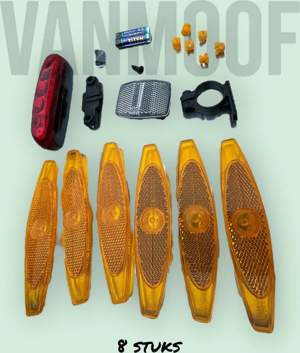 VanMoof Veiligheidsreflectoren & Lamp Set - 21 Stuks - Rood/Wit/Zilver/Oranje