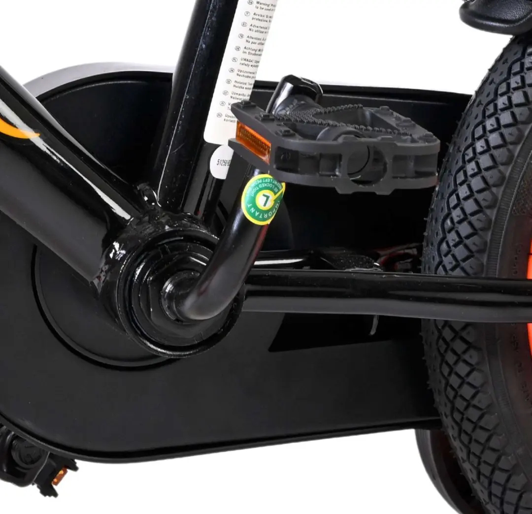 Volare Strike Kinderfiets 12" - Zwart/Oranje - 1 Versnelling - afbeelding 6 van 6