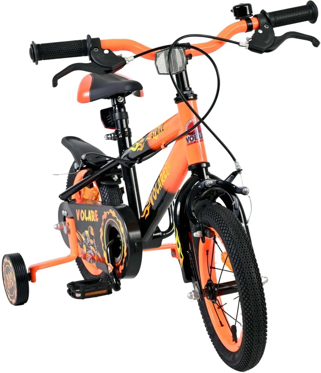 Volare Strike Kinderfiets 12" - Zwart/Oranje - 1 Versnelling