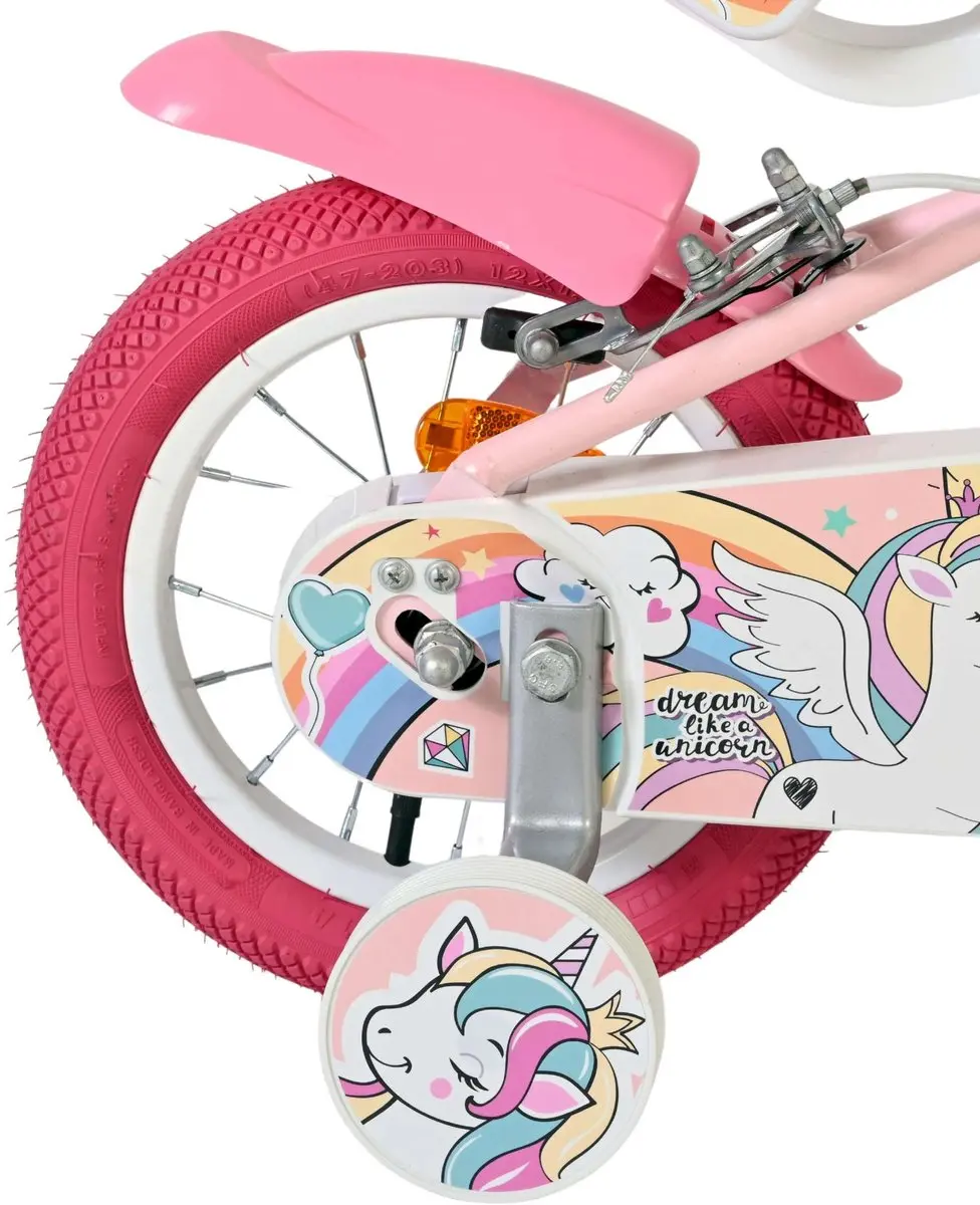 Volare Unicorn Kinderfiets 12 inch - Roze - 1 Versnelling