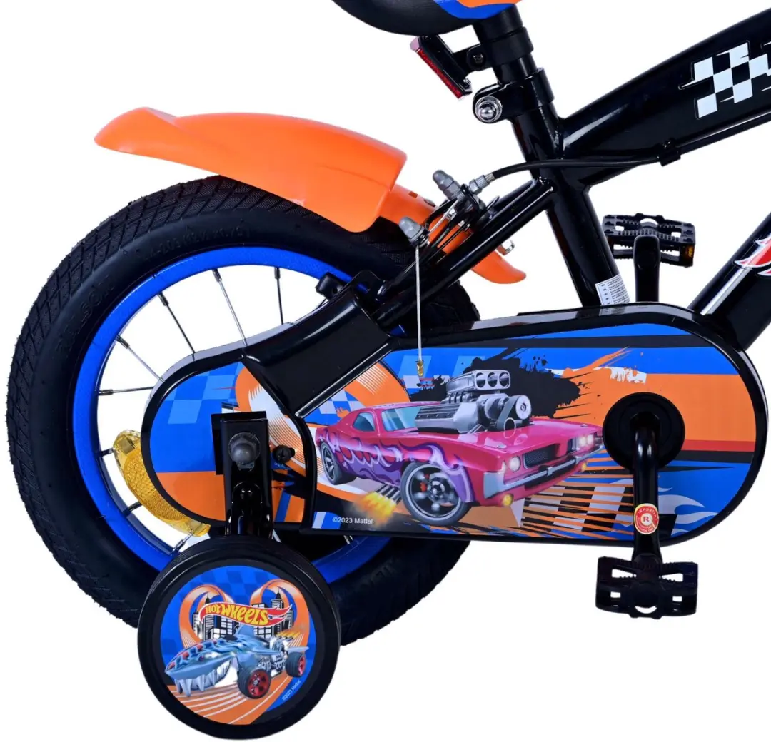 Volare Hot Wheels Kinderfiets 12 inch - Zwart Oranje Blauw - afbeelding 6 van 6