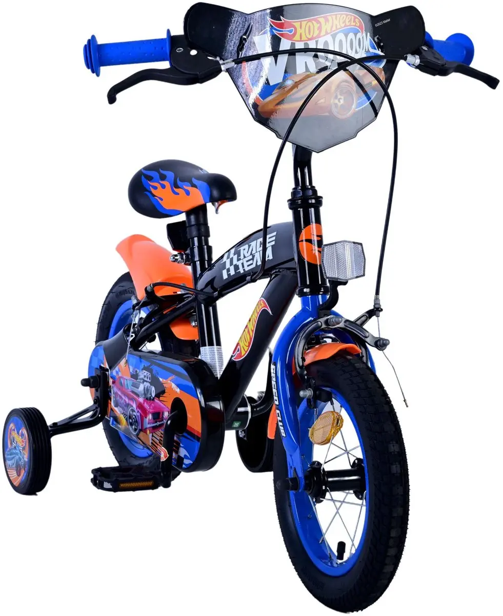 Volare Hot Wheels Kinderfiets 12 inch - Zwart Oranje Blauw