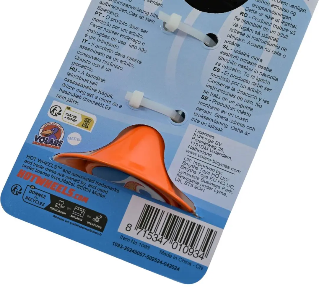 Volare Hot Wheels Fietstoeter - Oranje/Zwart