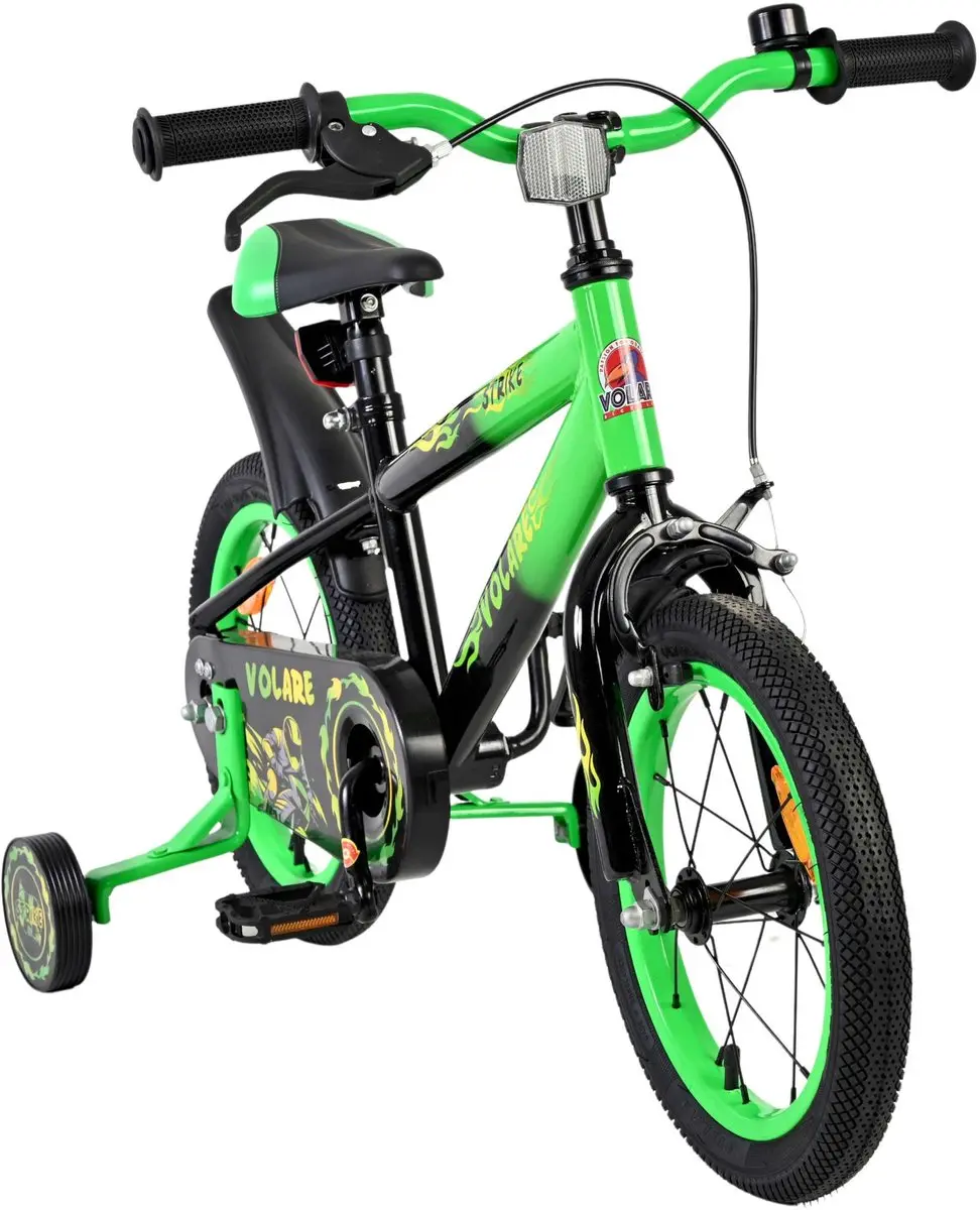 Volare Strike Kinderfiets 14" - 1 Versnelling - Zwart Groen