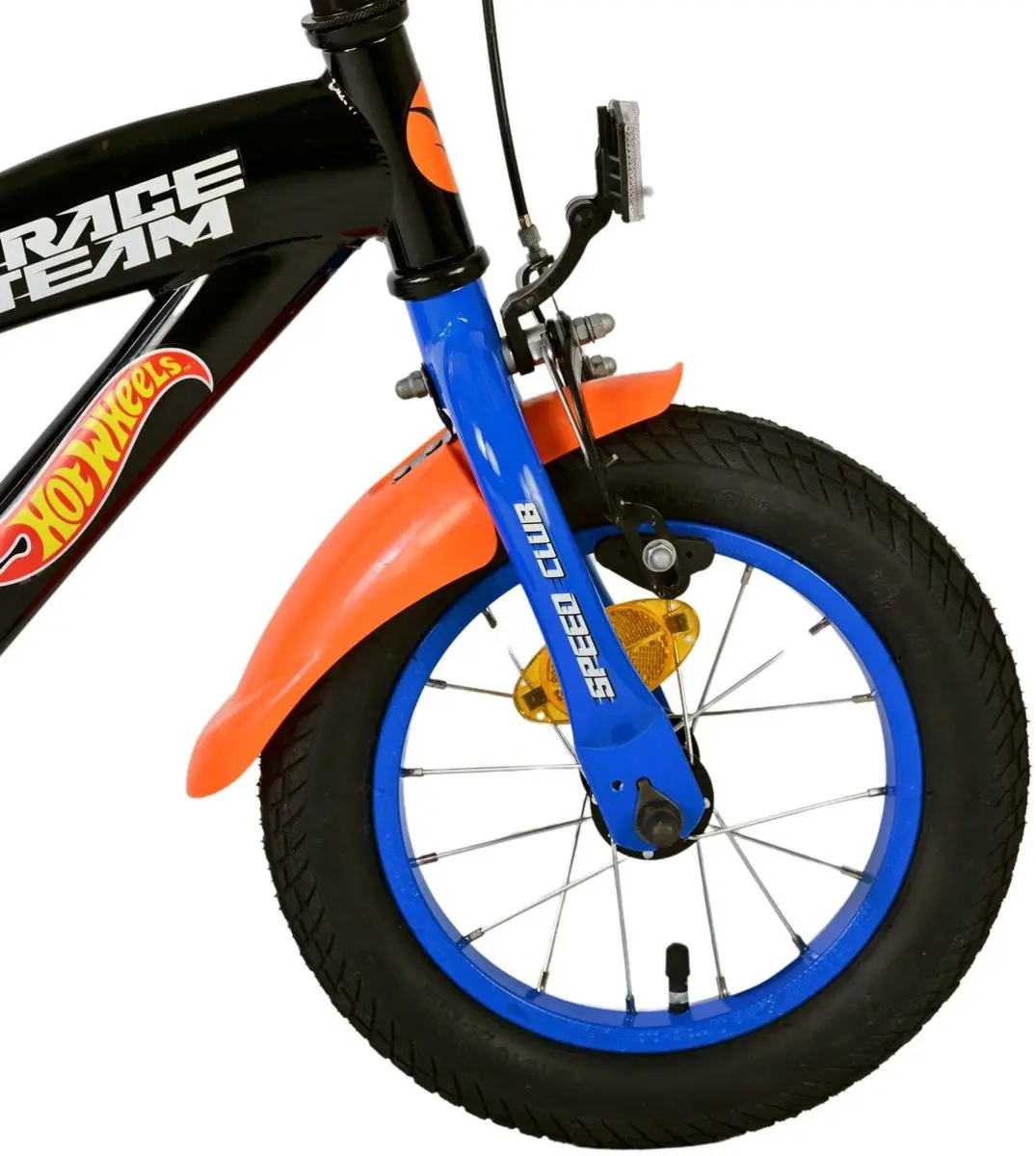 Volare Hot Wheels Kinderfiets 12 Inch - 1 Versnelling - Zwart/Oranje/Blauw - afbeelding 6 van 6