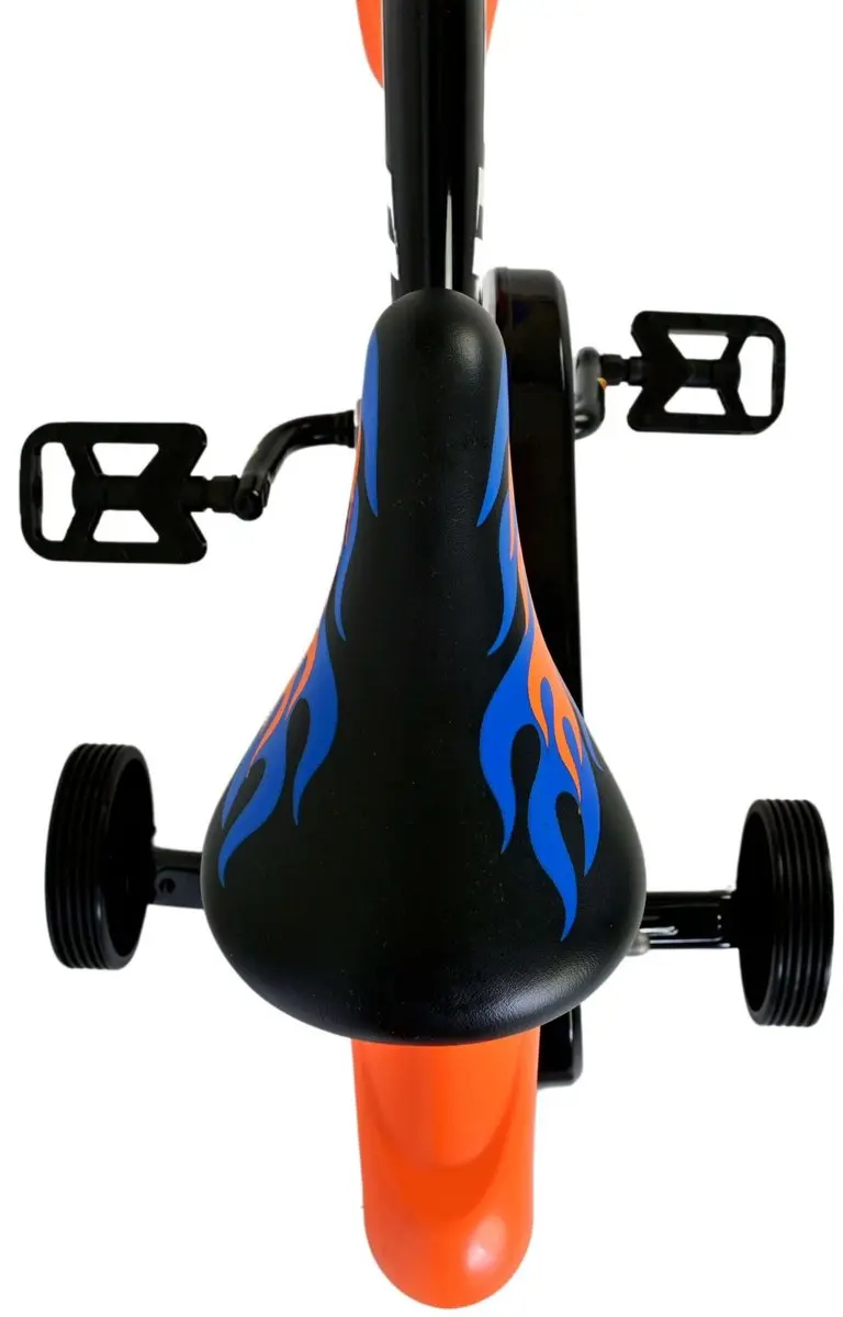 Volare Hot Wheels Kinderfiets 12 Inch - 1 Versnelling - Zwart/Oranje/Blauw