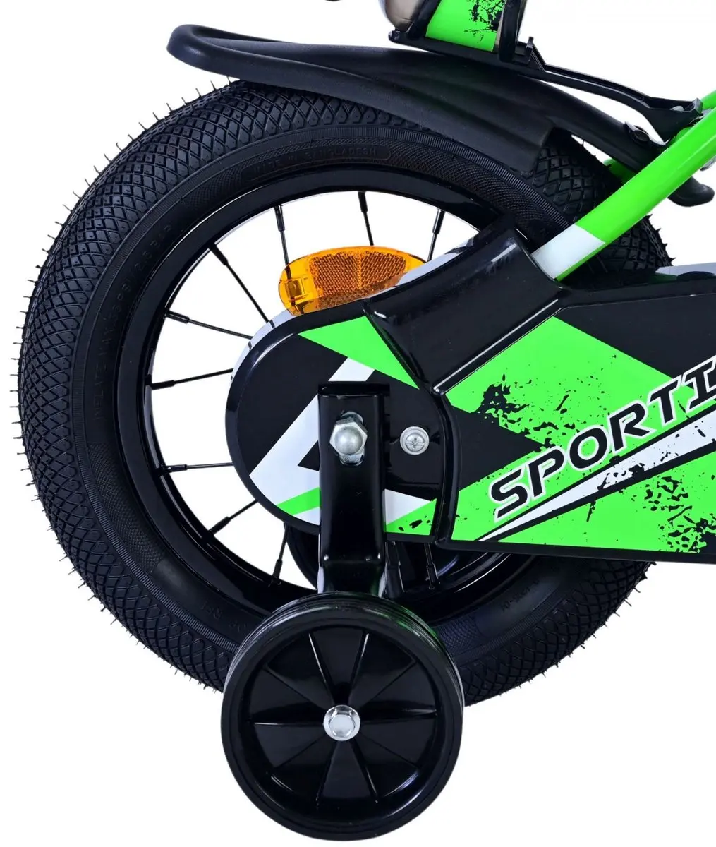 Volare Sportivo Kinderfiets 12" - 1 Versnelling - Groen/Zwart