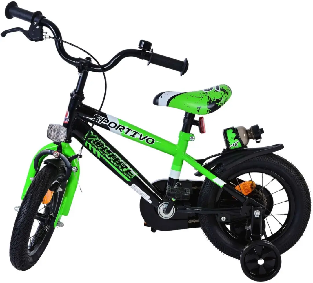 Volare Sportivo Kinderfiets 12" - 1 Versnelling - Groen/Zwart - afbeelding 6 van 6
