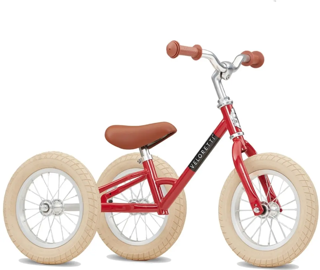 Veloretti Driewieler 2-in-1 Loopfiets 12 inch - Rood