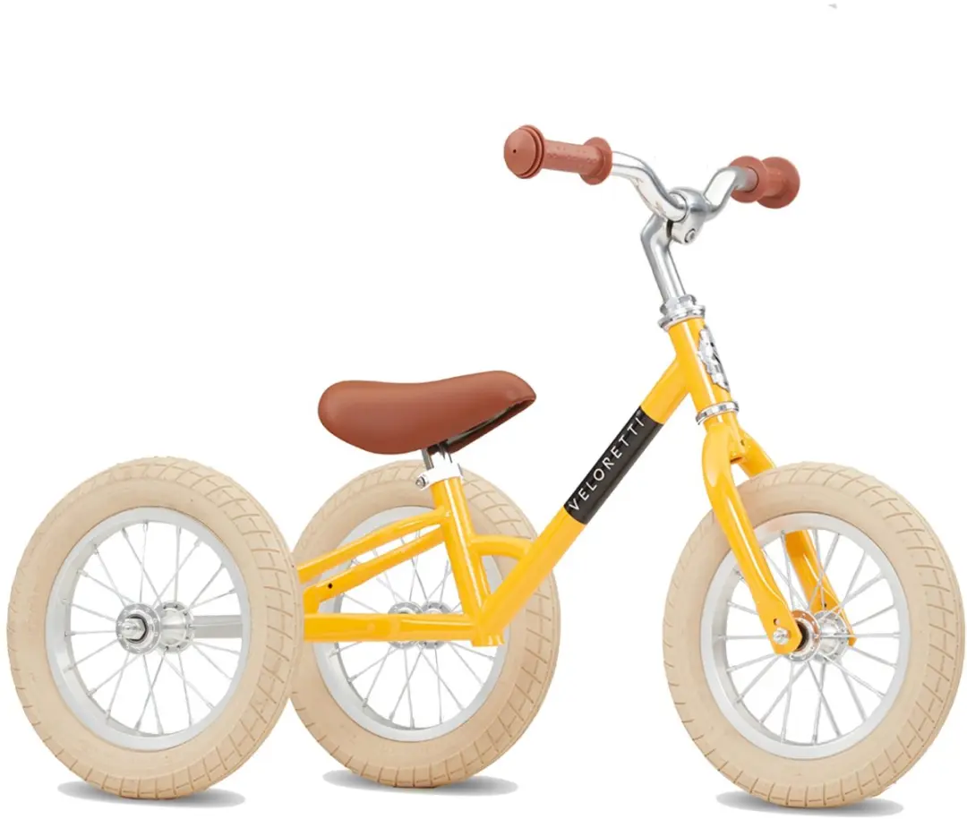 Veloretti Driewieler 2-in-1 Loopfiets 12 inch - Geel