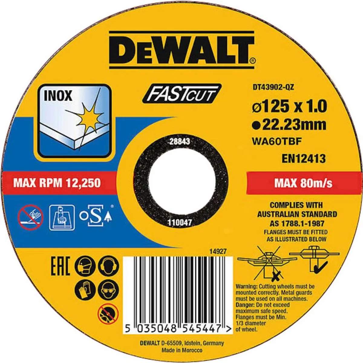 DeWalt DT43902-QZ Doorslijpschijf 125mm Metaal/RVS/IJzer