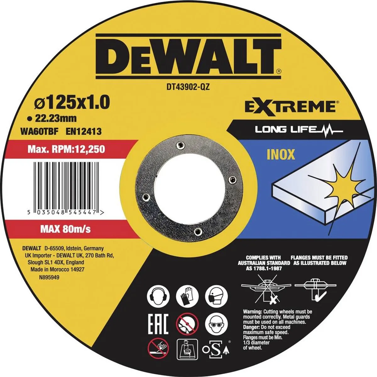 DeWalt DT43902-QZ Doorslijpschijf 125mm Metaal/RVS/IJzer