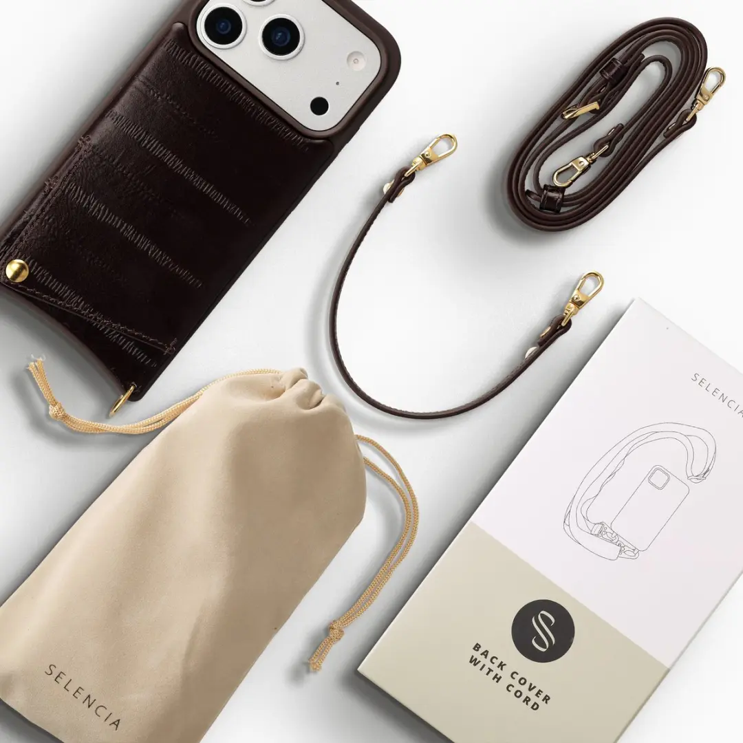 Selencia Hoesje iPhone 17 Pro - Donkerbruin Leder - 2 Pasjes