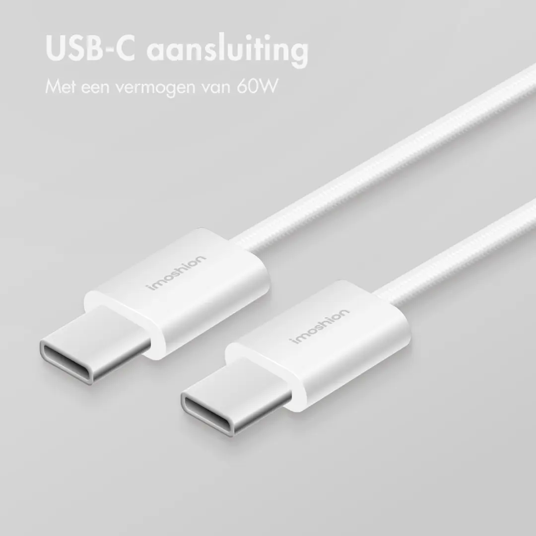 Imoshion SH00099834 USB-C Kabel 2m - 60W - 2 Stuks Wit