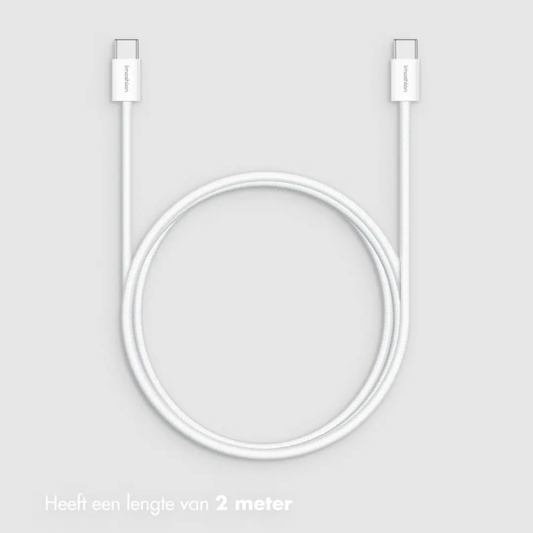 Imoshion SH00099834 USB-C Kabel 2m - 60W - 2 Stuks Wit