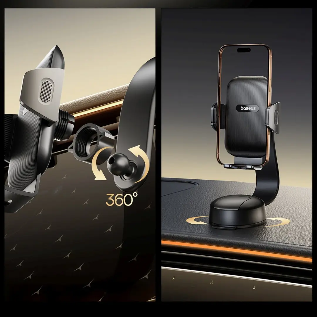 Baseus PrimeTrip Telefoonhouder Auto 360° - Universeel 6.5" - Zwart
