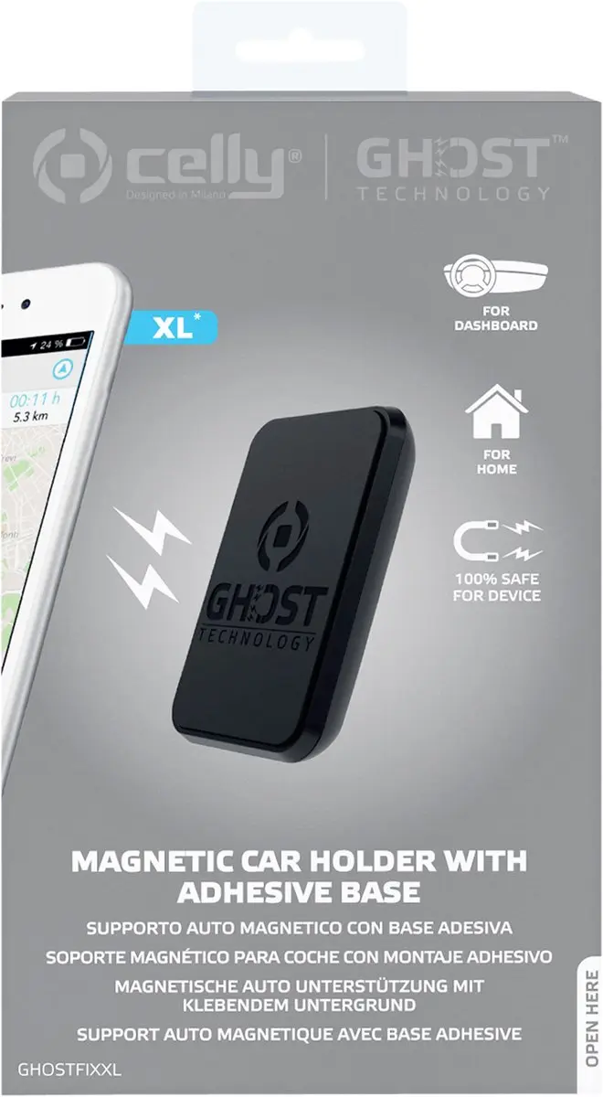 Celly GHOST Fix XL Universele Telefoonhouder - Zwart - afbeelding 6 van 6