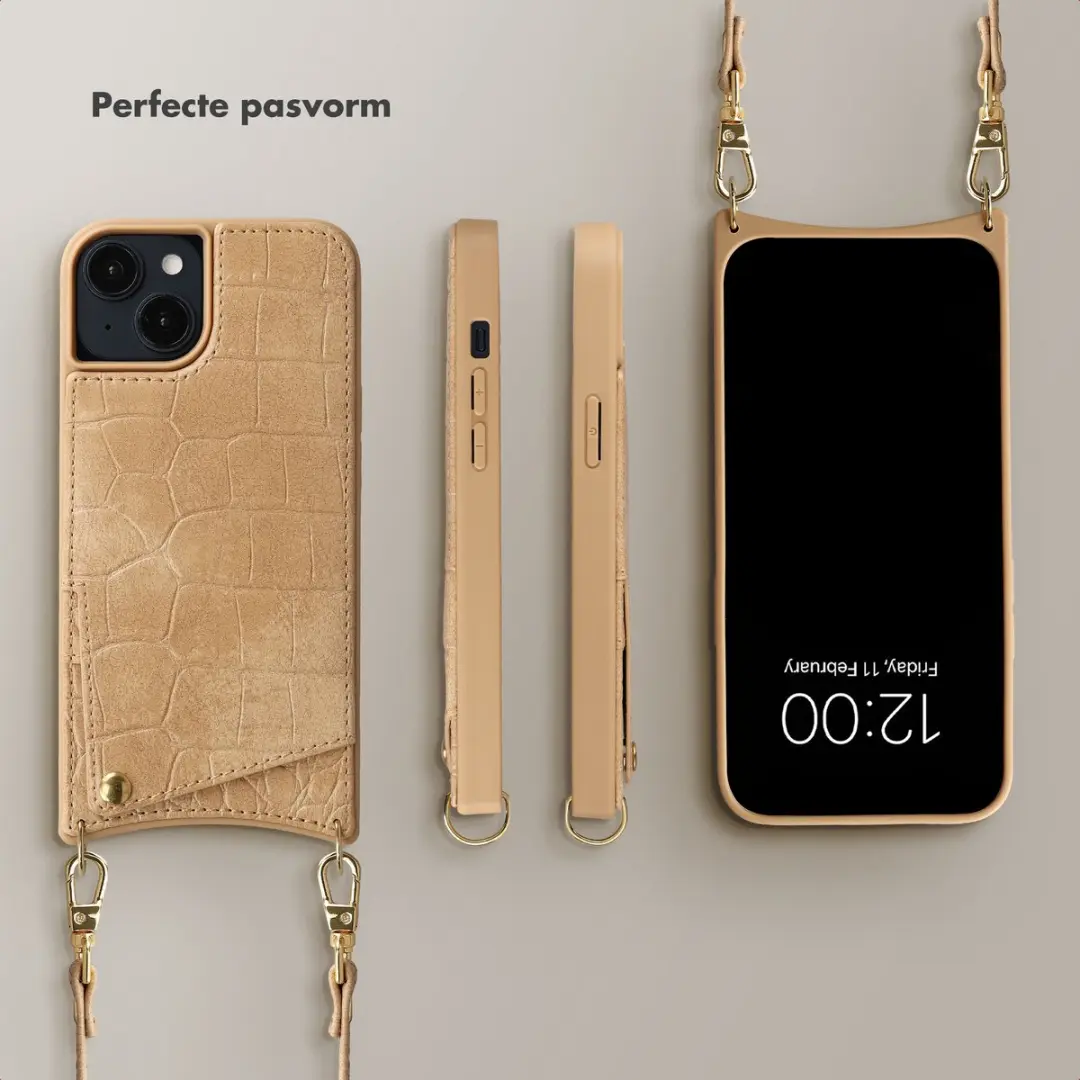 Selencia Croco Backcover iPhone 14/13 - Toasted Almond