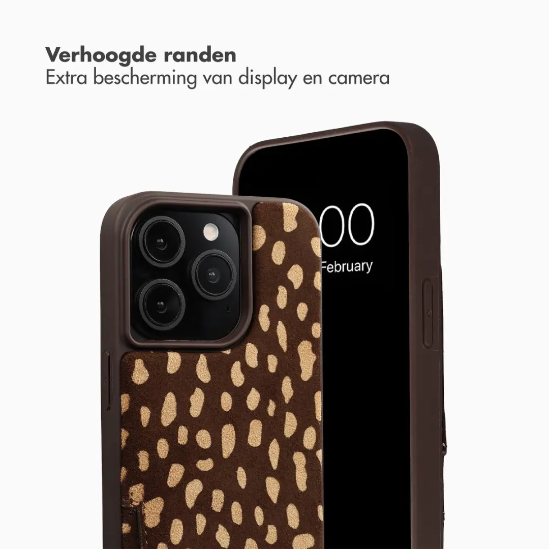 Selencia Hoesje iPhone 15 Pro - Real Leather Fawn Chic - 2 Pasjes