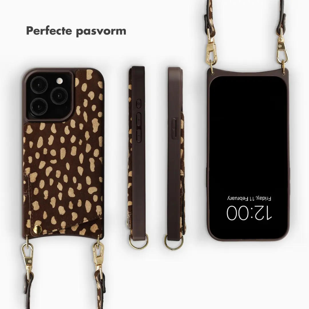 Selencia Hoesje iPhone 15 Pro - Real Leather Fawn Chic - 2 Pasjes