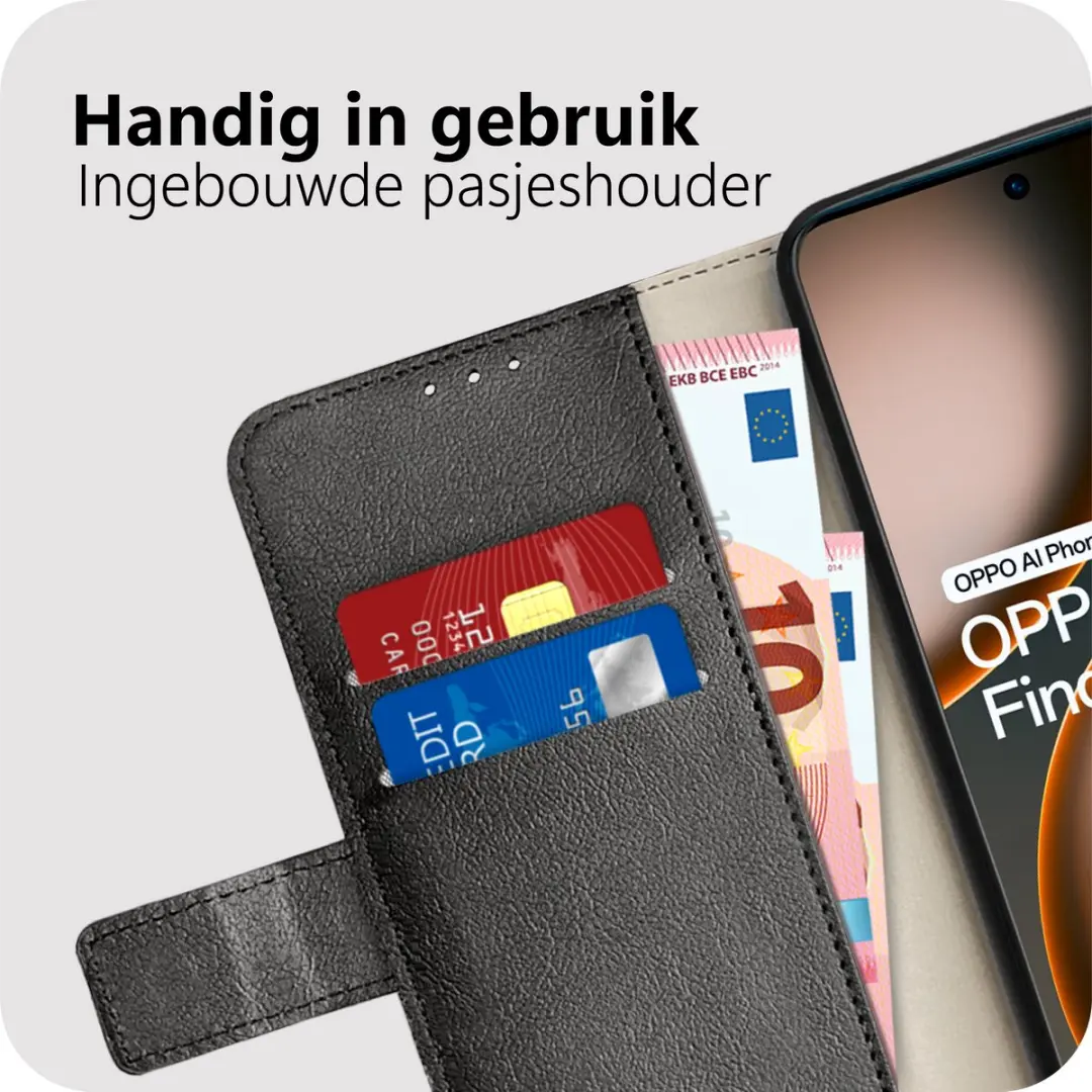 Just in Case Bookcase Classic Oppo Find X9 Ultra Hoesje - 2 Pasjes - Zwart