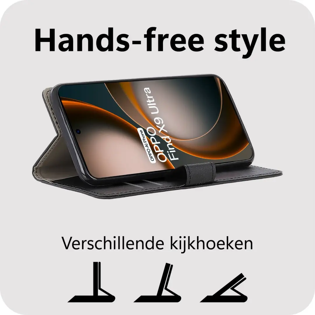 Just in Case Bookcase Classic Oppo Find X9 Ultra Hoesje - 2 Pasjes - Zwart