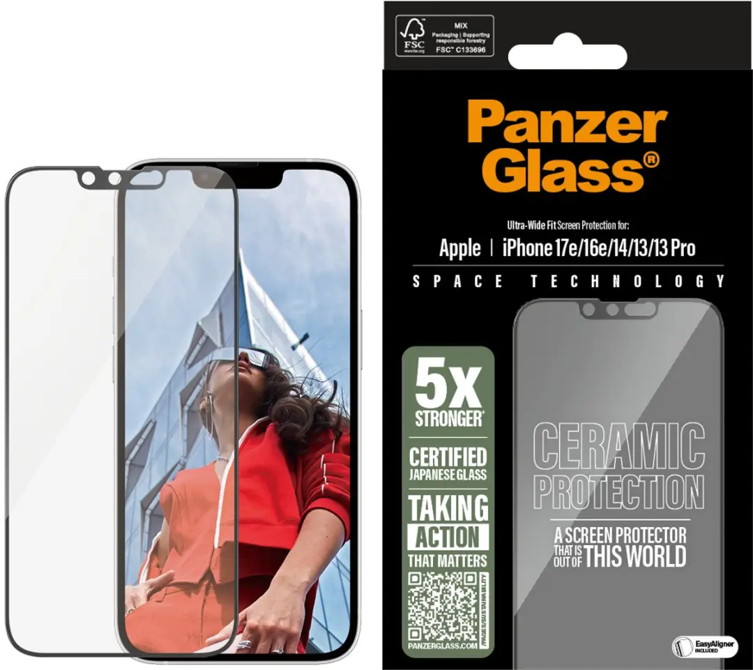 PanzerGlass Ceramic Screen Protector iPhone 13/14/16 Pro - Doorzichtig