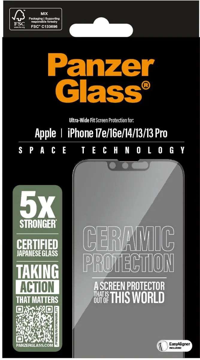 PanzerGlass Ceramic Screen Protector iPhone 13/14/16 Pro - Doorzichtig