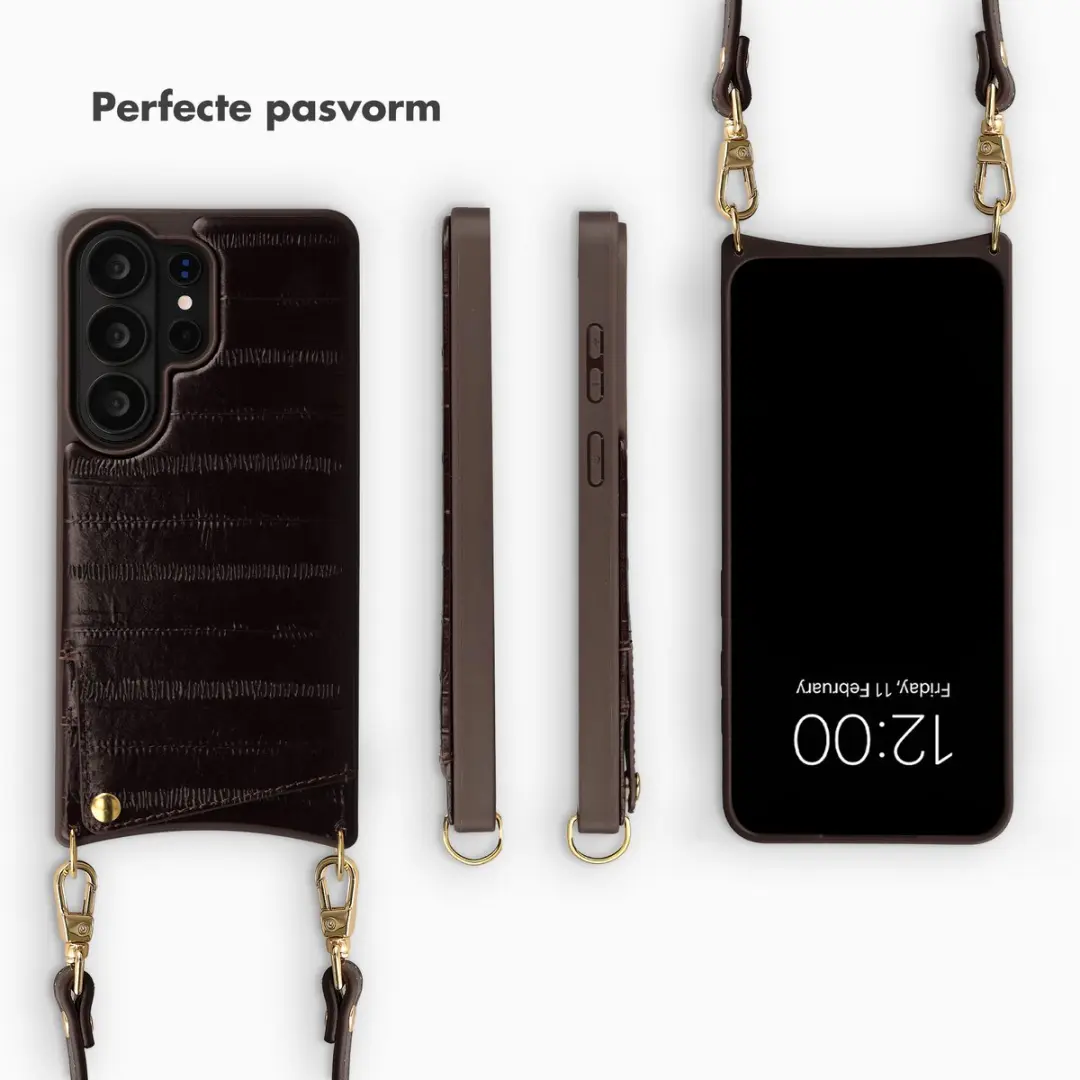 Selencia Hoesje Samsung Galaxy S26 Ultra - Donkerbruin Leder - 2 Pasjes