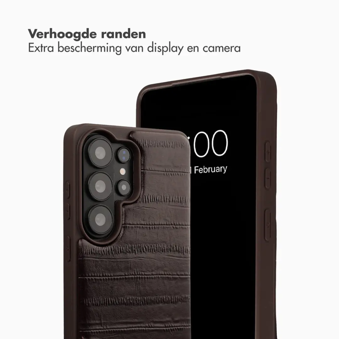 Selencia Hoesje Samsung Galaxy S26 Ultra - Donkerbruin Leder - 2 Pasjes