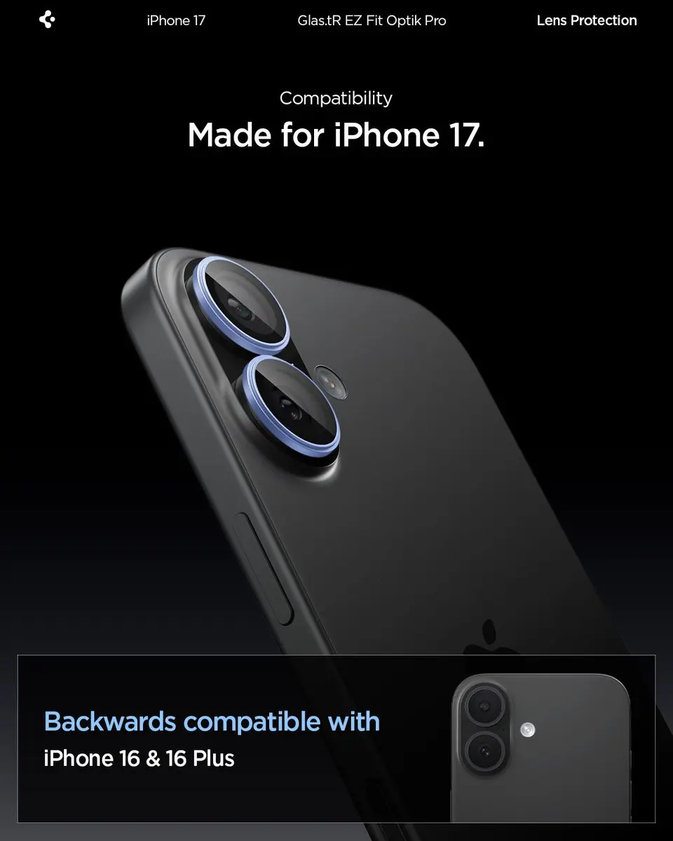 Spigen Glass.TR EZ Fit Optik Pro Camerabeschermer - iPhone 16/17 - Transparant