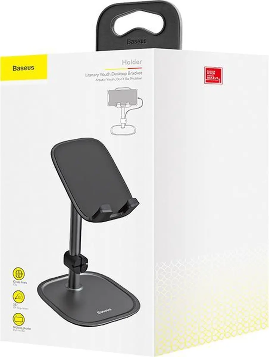 Baseus Aluminium Bureauhouder 13 Inch - Verstelbaar - Zwart