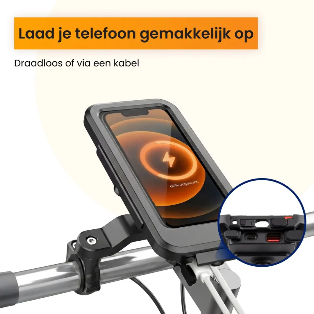 R2B Telefoonhouder Fiets Powerbank 5000mAh - Zwart